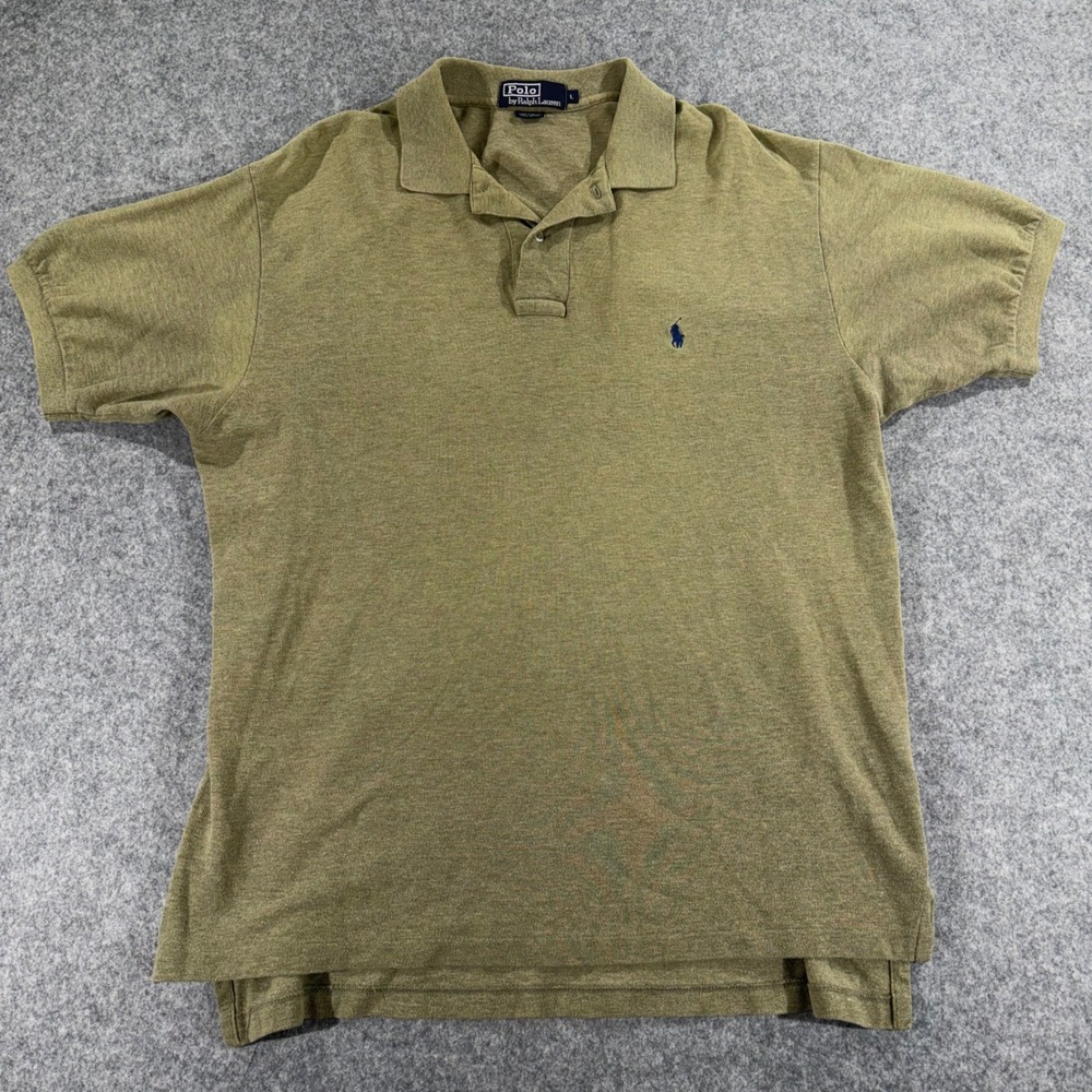Polo Ralph Lauren Mens Large Olive Green Short Sleeve Cotton Pique Polo Shirt